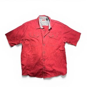 Wrangler dark red button up shirt. flex fit. Size men’s large.
